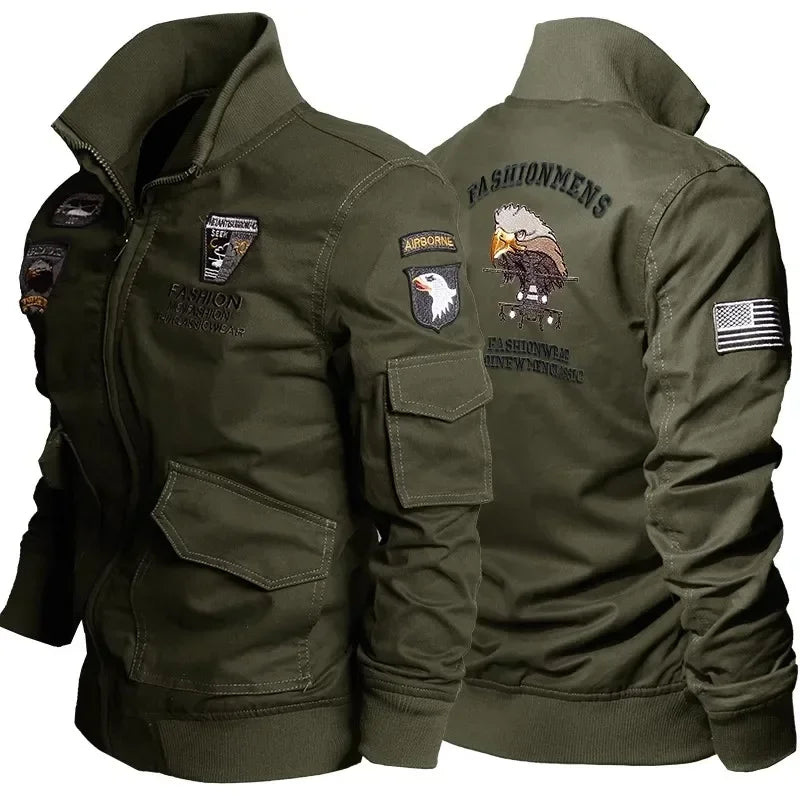 Men's Tactical Motorcycle Riding Jacket Military SWAT Combat Army Pilot Windbreaker Autumn Multi-Pocket Cargo Coat Outdoor Biker