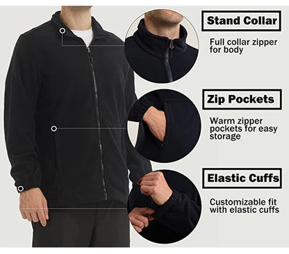 Soft Polar Fleece Jacket with Pockets Lightweight Outdoor Recreation Full Zip Coat