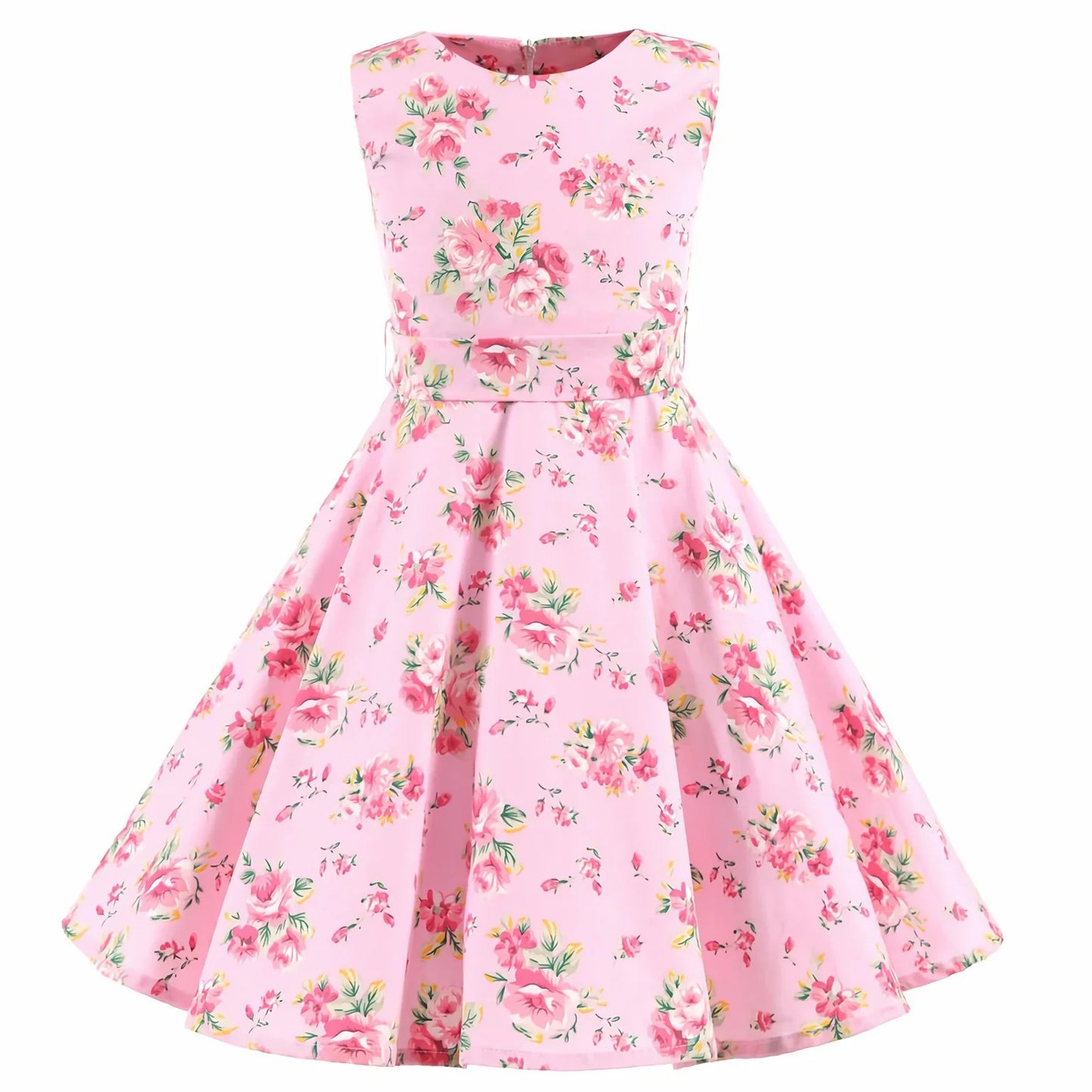 Girl's Retro Dress,Summer Princess Sleeveless Polka Dots Cotton Lightthin Romantic Floral 50s Vintage Dress Party Wedding Daliy