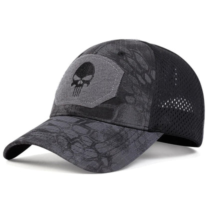 Unisex Skull Embroidered Top with Patch Breathable Baseball Caps Spring and Autumn Outdoor Adjustable Casual Hat Sunscreen Hat