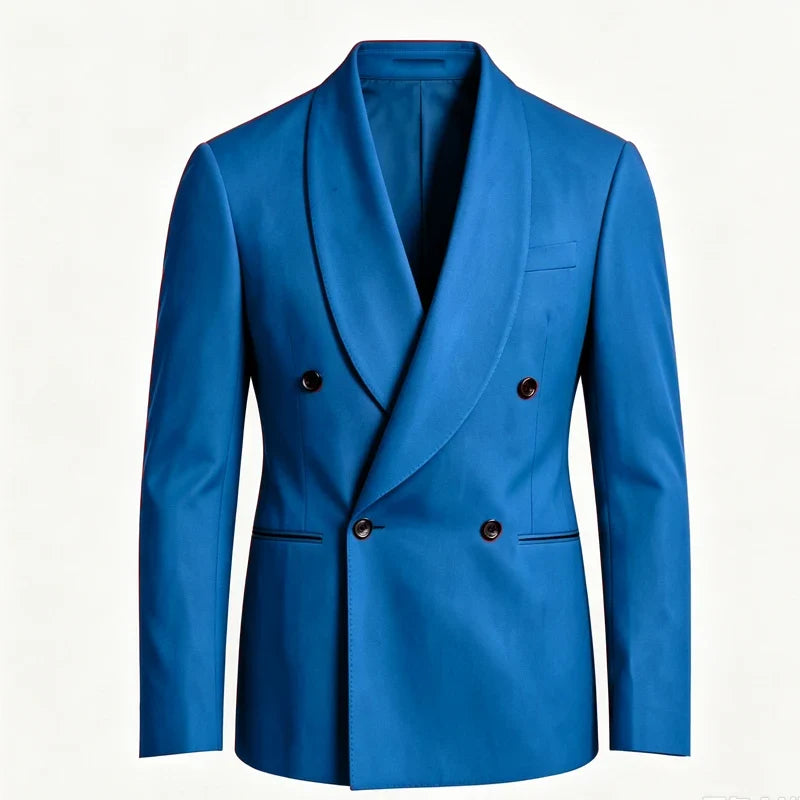 Luxury Men's Summer Blazer Shawl Lapel Slim Fit Double Breasted Suit Jacket Business Casual Wedding Groom Tuxedo Formal Party