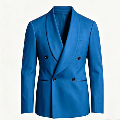 Luxury Men's Summer Blazer Shawl Lapel Slim Fit Double Breasted Suit Jacket Business Casual Wedding Groom Tuxedo Formal Party