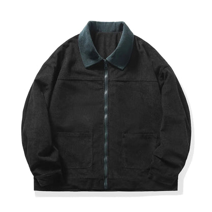 2026 Autumn Corduroy Cargo Jacket For Men Windbreakers Zipper Coats Loose Cargo Outwear Casual Jacket Mens Clothes