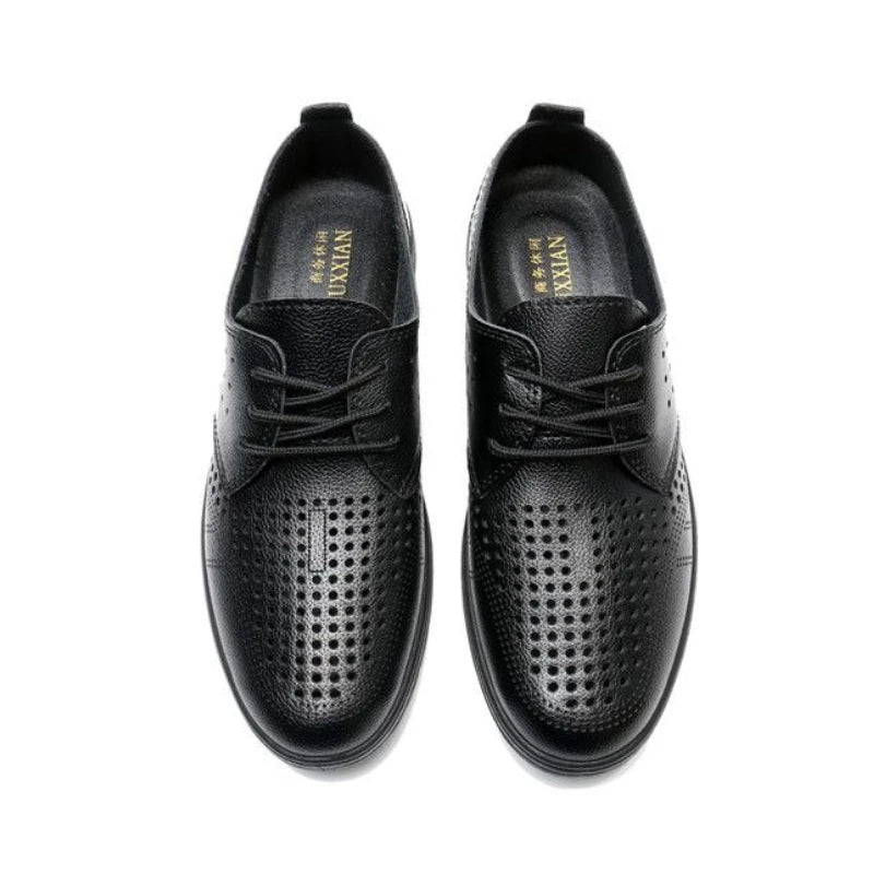 2026 Summer Men Sandals Business Casual Leather Hollow Out Shoes Breathable Soft Sole Clogs Fashion Comfortable Outdoor Slides