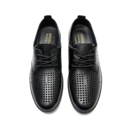 2026 Summer Men Sandals Business Casual Leather Hollow Out Shoes Breathable Soft Sole Clogs Fashion Comfortable Outdoor Slides