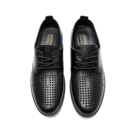 2026 Summer Men Sandals Business Casual Leather Hollow Out Shoes Breathable Soft Sole Clogs Fashion Comfortable Outdoor Slides