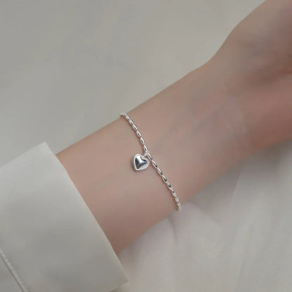 Hight Quality 100% 925 Sterling Silver Heart Bracelet for Women Adjustable Geometric Oval Link Chain Fine Jewelry Bijoux