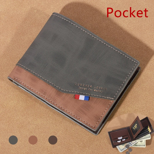 Portefeuille en cuir grande capacité pour hommes, petit portefeuille photo multi-fentes pour la monnaie, portefeuille vintage