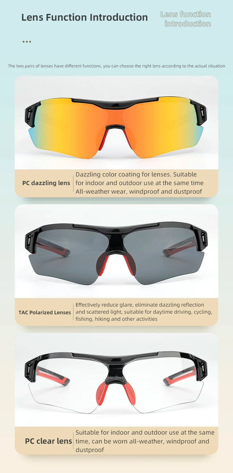 Polarized Cycling Glasses Men Sports Sunglasses Road MTB Mountain Bike Bicycle Riding Protection Goggles Eyewear 5 Lens