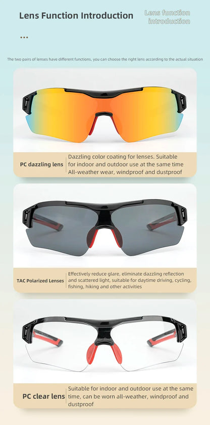 Polarized Cycling Glasses Men Sports Sunglasses Road MTB Mountain Bike Bicycle Riding Protection Goggles Eyewear 5 Lens