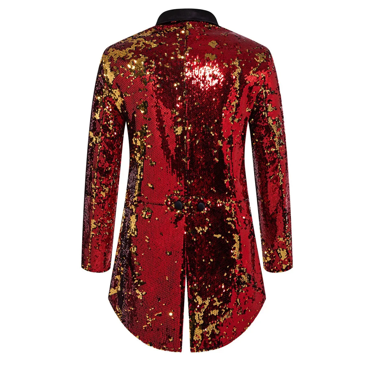 2026 Men's Blue Metallic Shiny Sequins Tuxedo, Performance,Party Dress Coat, Fashion Long Cardigan Suit Jacket,Red, Gold Blazers