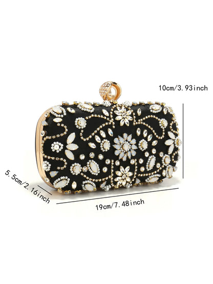 Diamonds Women Party Day Clutch Pearl Beading Wedding Evening Bags With Shoulder Chain Handbags Holder