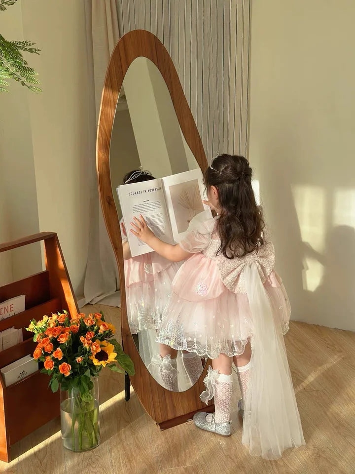 Sweet Baby Girls Princess Lolita Dress Kids 2026 New Summer Fashion Sequined Tulle Embroidery Puff Sleeve Performance Tutu Dress
