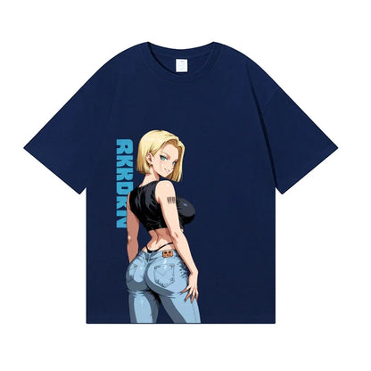 Dragon Ball Android 18 Japanese Style Classic Tee High-quality Streetwear Men's Clothing Women Clothing 2026 Summer New T Shirt