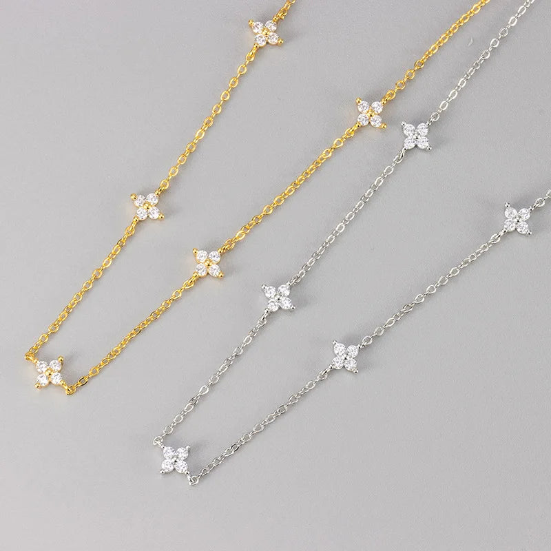 Four-Leaf Clover Moissanite Necklaces for Women Certified 2mm Lab Diamond Choker 925 Sterling Silver Chian Fine Jewelry Gifts
