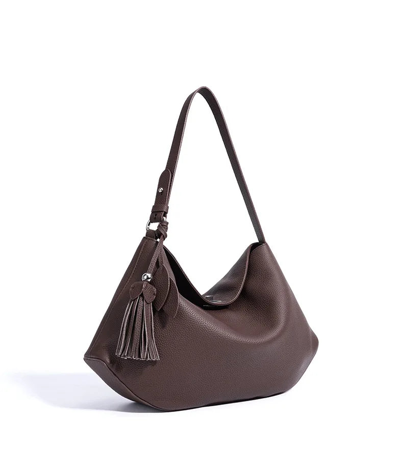 2026 Hot Top Grain Leather Spacious Tote Bag Fashionable Underarm Single Shoulder Crossbody Bag Women Chic Shopping Hobo Handbag
