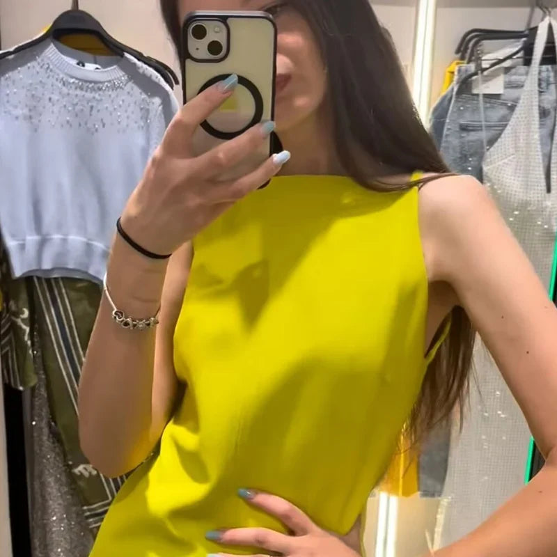 Fashion Summer Dresses 2024 Womens Dresses Bodycon Sleeveless Mini Dress White Red Blue Black Yellow Dress Vacation Dresses