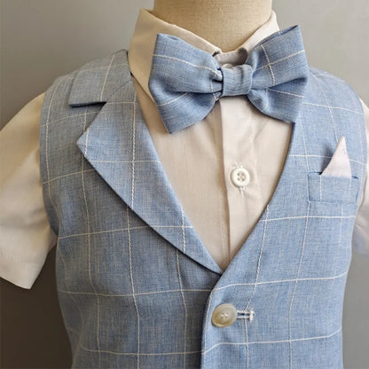 Baby Boys Formal Birthday Photograph Suit Kids Vest Shirt Pants Bowtie Wedding Dress Teenager Suit Children Graduation Costume