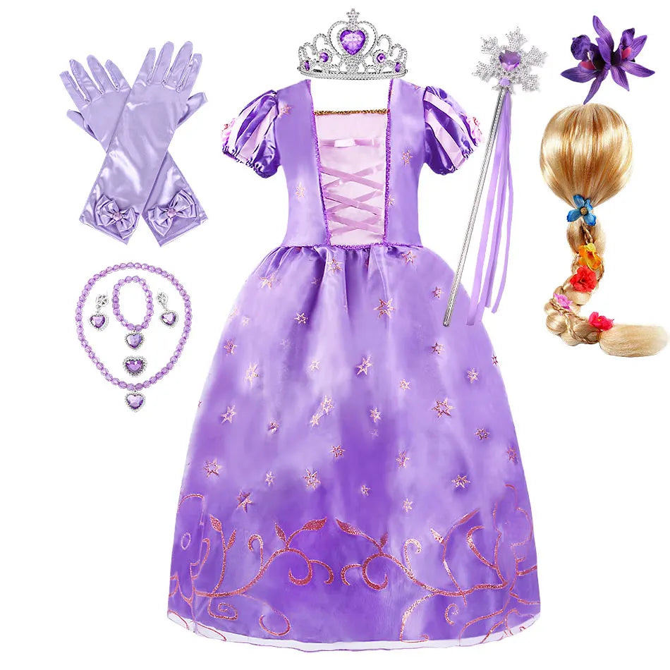 2026 Princess Party Costume Play Fancy Dress Girl Animation Movie Tangled Fairy Tale Halloween Apparel Purim Festival Frocks