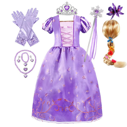2026 Princess Party Costume Play Fancy Dress Girl Animation Movie Tangled Fairy Tale Halloween Apparel Purim Festival Frocks