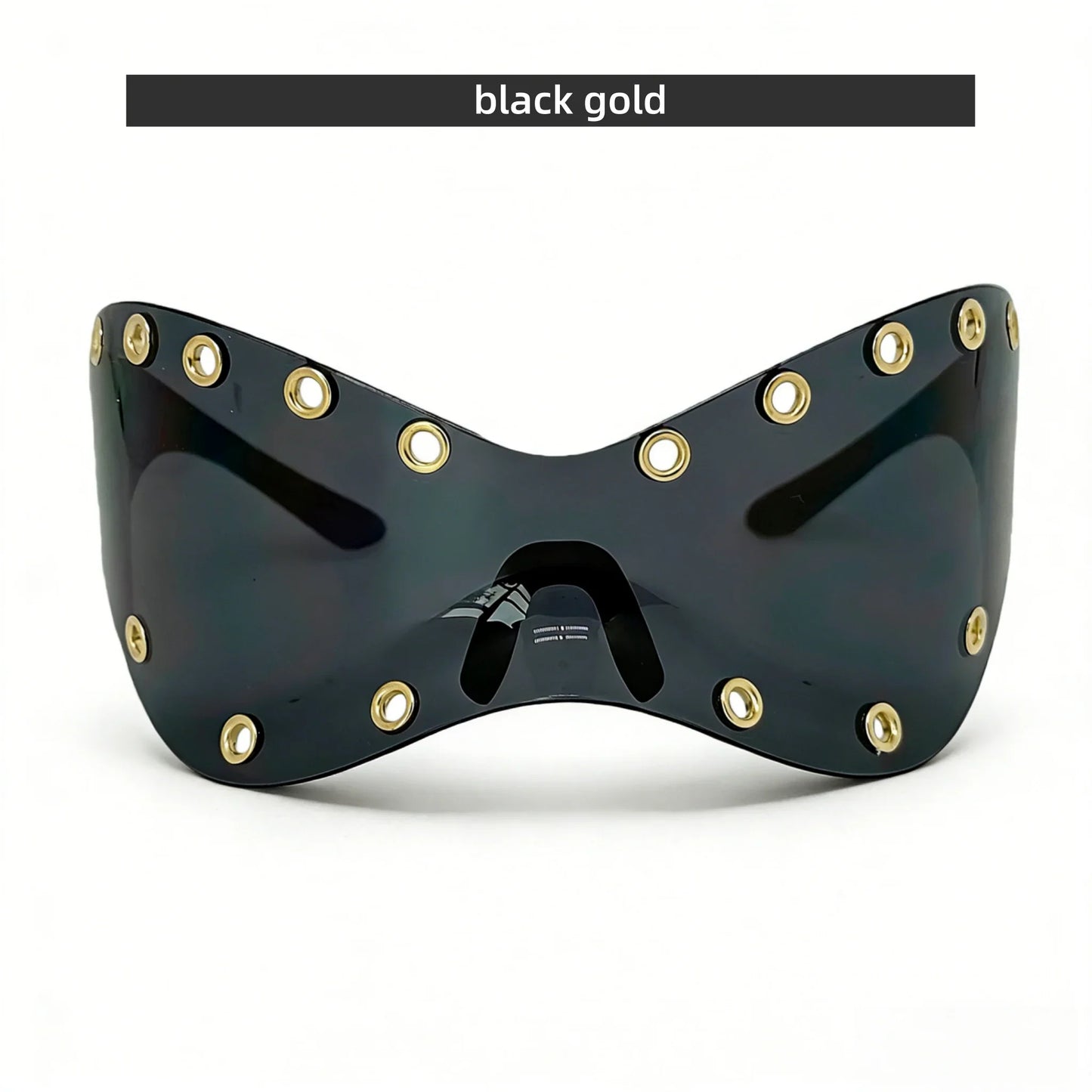Unisex Y2K Punk Fashion Sunglasses - Futuristic One-Piece Goggles Metal Ring Rave sunglasses womenfor Rave & Cyber Party