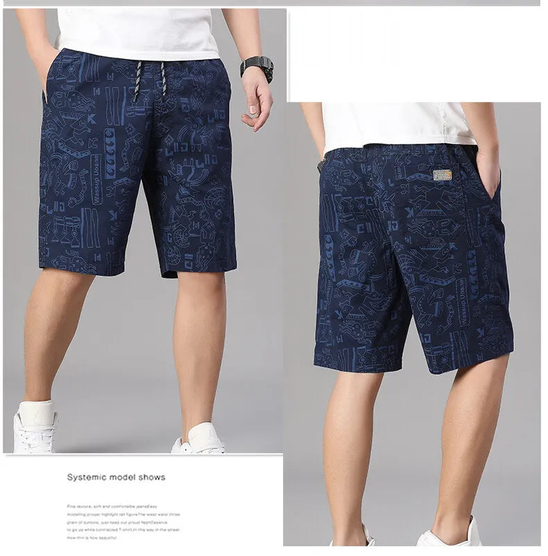 Men‘s Streetwear Casual Shorts Holiday Bermuda Shorts Elastic Waist Golf Shorts Relaxed Fit Cotton Drawstring Sweat Shorts