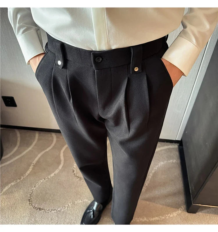 Autumn Winter Thicken Elastic Waist Casual Warm Pants Men High Quality Fashion Slim Social Party Dress Trousers Men's Clothing