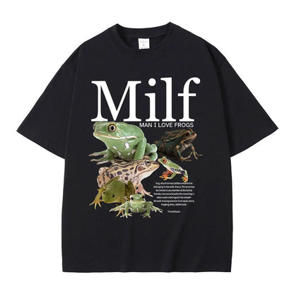 I Love Frogs Funny Frog Amphibian Lovers Meme T-shirts Casual Vintage Short Sleeve Harajuku Short Sleeve Casual