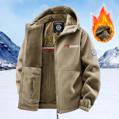 Winter Fleece Jacket Men Casual Thickened Wool Coat Athleisure Design Warm Fashion Hooded Jackets Snow Ski Suit Tactical Coat