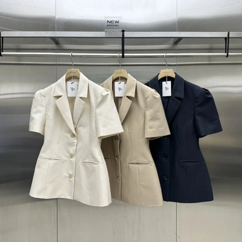 2024 Summer New Korean Short Sleeve Overcoat Women's Fashion Style Blazer Coat