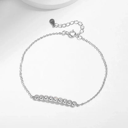 2.5mm Full Moissanite Bubble Bracelets for Women Adjustable Chain 18k Plated Wedding Classic 925 Sterling Silver Jewelry