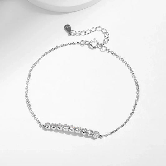Bracelets à bulles entièrement en moissanite de 2,5 mm pour femmes, chaîne réglable, plaqué or 18 carats, mariage, classique, bijoux en argent sterling 925