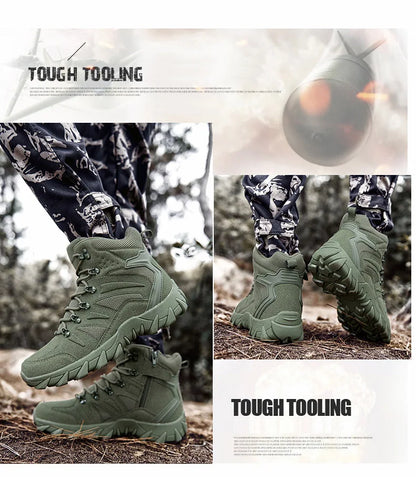 Men Boots Outdoor Combat Ankle Boot Tactical Boots for Man Anti-Slip Motocycle Boots Climbing Hiking Shoes Size 39-46