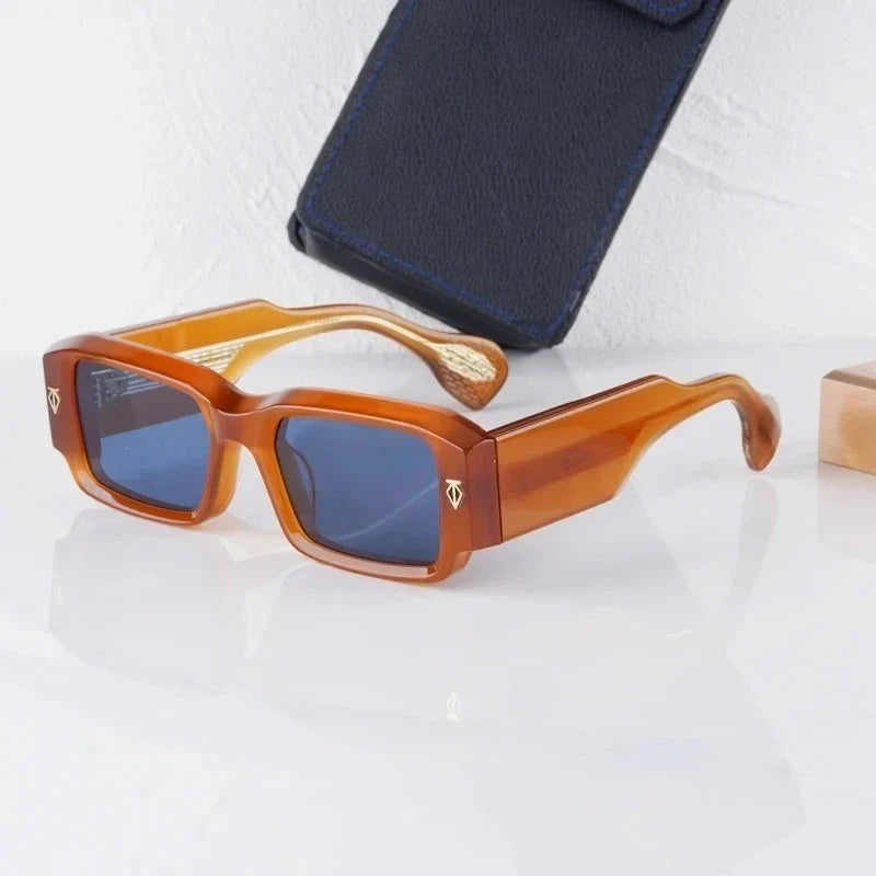 Handmade Thick Acetate Classical Sunglasses Rectangle Luxury Brand Design Style Top Quality Patchwork UV400 Unisex Gafas