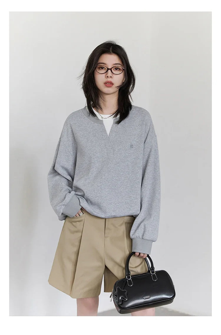 Korean Women Sweatshirts Loose Casual New Contrast Splicing Hoodie Female Top Woman T Shirt Pullover Spring Autumn 2025