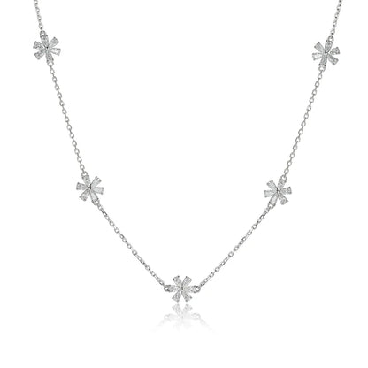 Pear Cut Flower Moissanite Necklaces for Women GRA Certified Lab Moissanite s925 Sterling Silver Chain Dainty Necklace