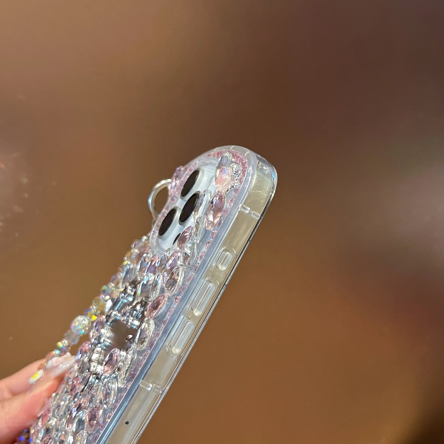 Luxury Bling Rhinestone Hand Bag with Mirror For iphone 17 pro max case 11 12 13 14 15 16 Pro Max Plus Phone Cases For 16 Pro