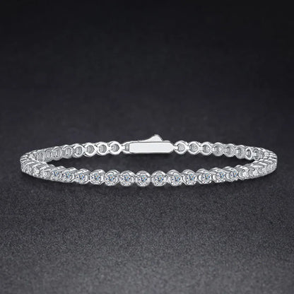Sparkling Full 0.03ct 2mm D Color Moissanite Tennis Bracelet for Women Girl Fine Jewelry S925 Silver Diamond Link Bracelets