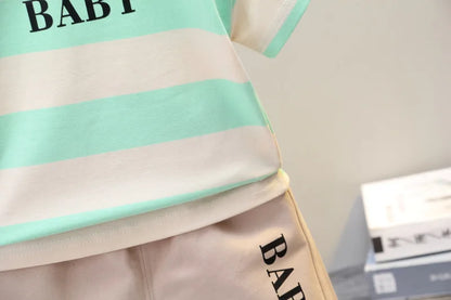 Summer Boys Clothes Children Cotton Strips Causal T Shirts Shorts 2Pcs/set Infant Outfit Kids Toddler Tracksuits 0-5 Years