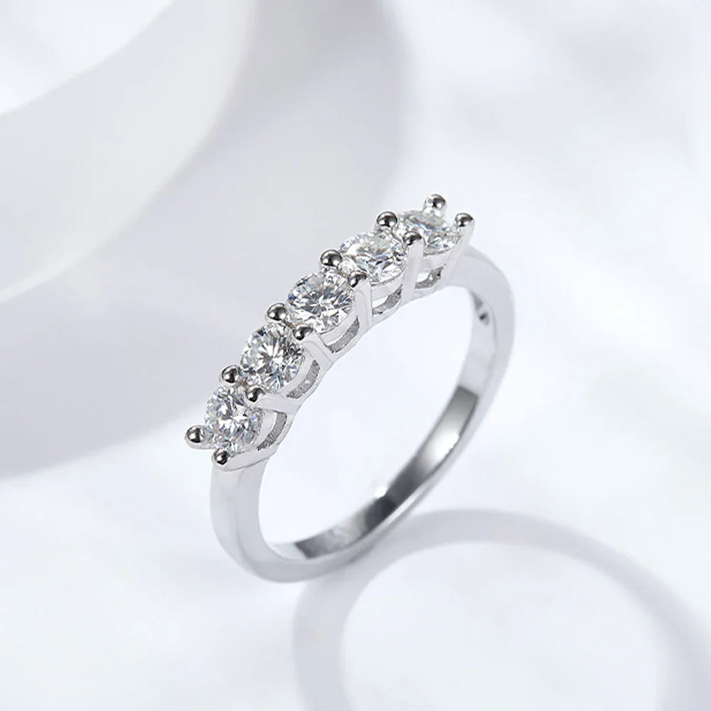 D Color 4mm Moissanite Diamond Rings for Women Classic Match Wedding Eternity Band with GRA s925 Sterling Silver Ring