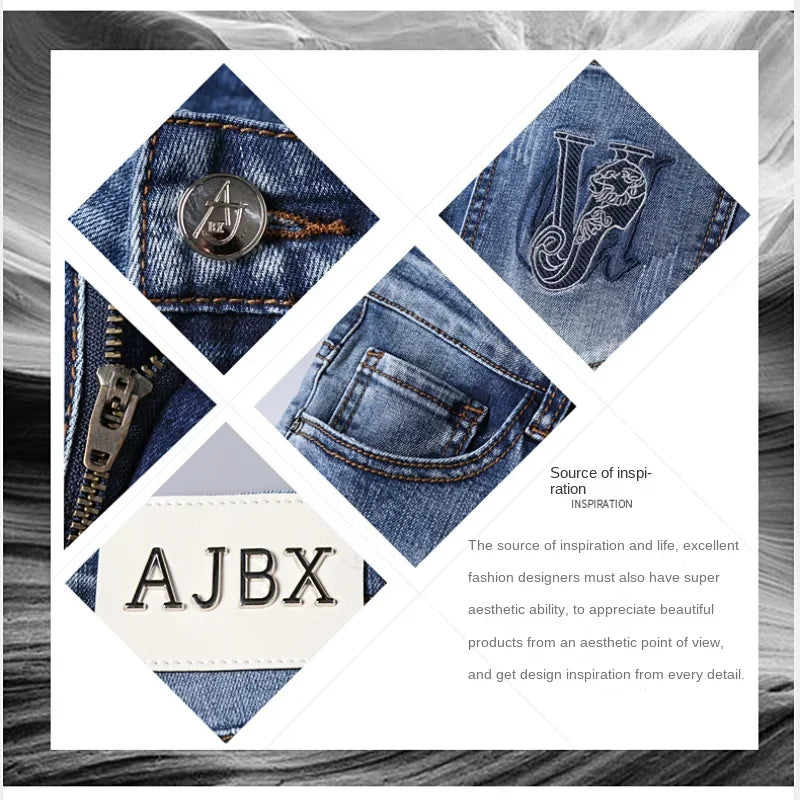 European Luxury Brand High-end Trendy Jeans Men's Slim Fit Fashion Versatile Casual Long Pants  Men Denim Y2k Clothes Men