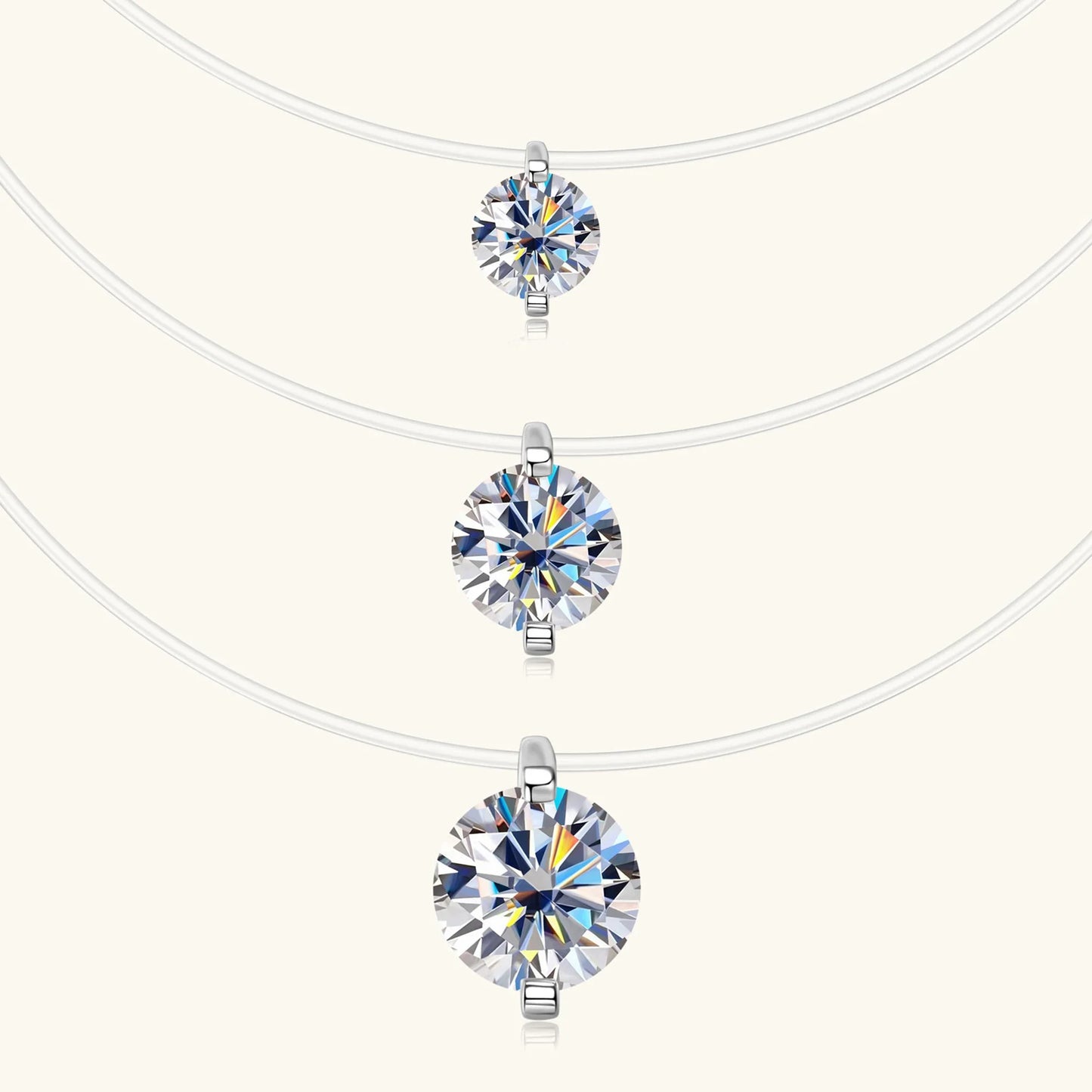 0.5CT 1CT 2CT Moissanite Necklace for Women Sparkling Lab Diamond Solitaire Pendant 925 Silver Transparent Chain Necklaces