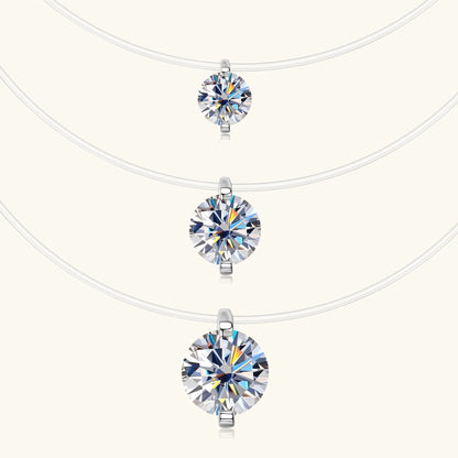0.5CT 1CT 2CT Moissanite Necklace for Women Sparkling Lab Diamond Solitaire Pendant 925 Silver Transparent Chain Necklaces