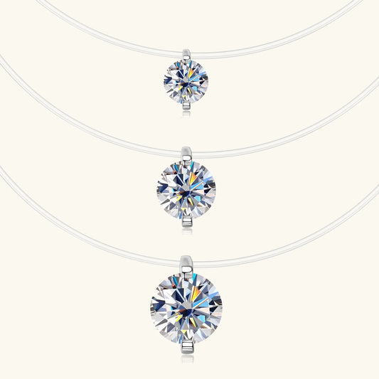 0.5CT 1CT 2CT Moissanite Necklace for Women Sparkling Lab Diamond Solitaire Pendant 925 Silver Transparent Chain Necklaces