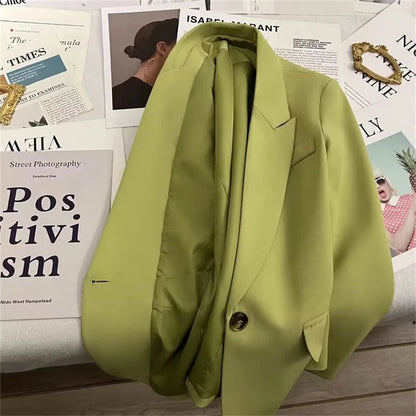 Elegant Office Lady Blazers Women Outerwears 2025Fashion Long Sleeve Single Button Blazer New Autumn Casual Female Coats Jackets