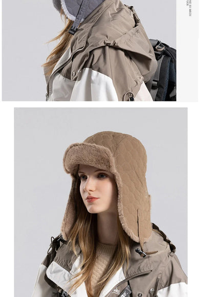 Russian Hat Soft Fur Lined Trapper Earflap Cap Windproof Autumn Winter Hats for Men Women Snow Ski Russian Cap Bomber Hat