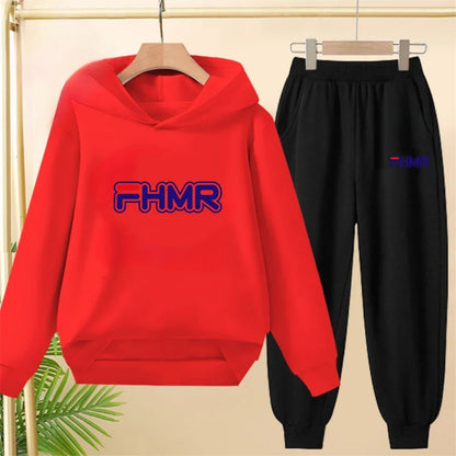 Children's Hoodies Top+Bottom Girls Pink Boy Black Age 3-12 Coat Casual Toddler Long Sleeves Suit Letter Brand Print Clothing