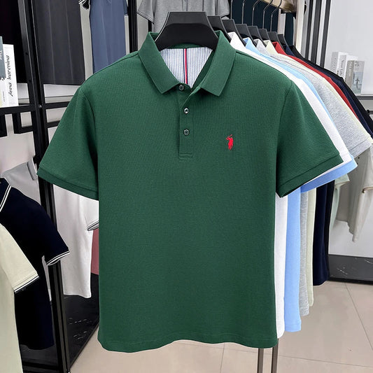 100% pure cotton short sleeve polo shirt summer new breathable men's T-shirt high-end brand Paul Pony embroidered business top