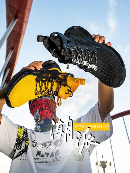 European Plus Size 50 Newest Design Men Wrok Safety Boots Anti-smash Steel Toe Cap Indestructible Construction Industry Shoes