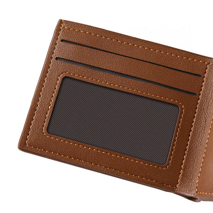 Men's Wallet Pu Leather Short NO Zipper Buckle Wallet Solid Color Wear-Resistant Leather Clip Daily Casual Fashion Zero Wallet